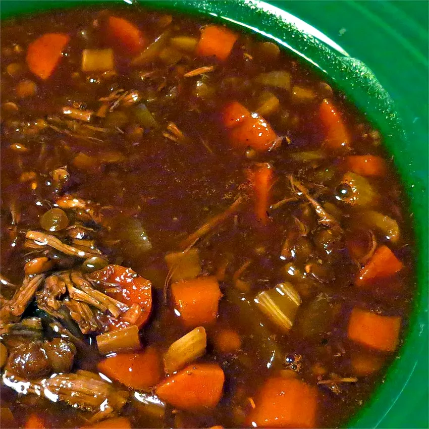 Beef and Wine Soup with Dumplings