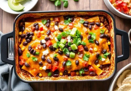 Black Bean and Corn Enchilada Casserole