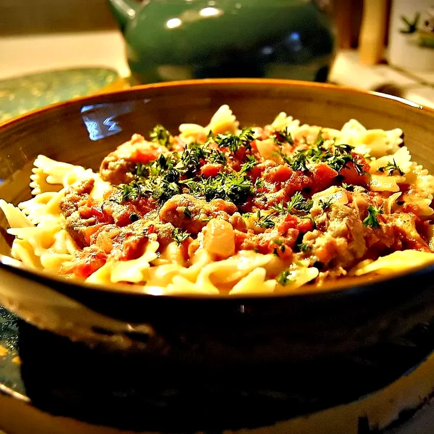 17 Budget-Friendly Pasta Meals for Month-End Savings Bow Ties with Sausage, Tomatoes and Cream
