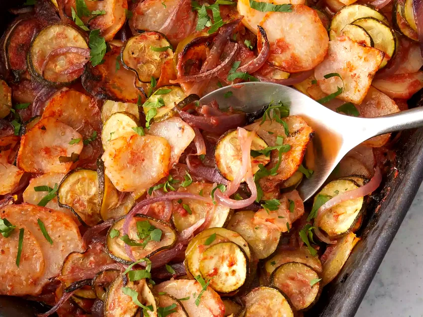 34 Mediterranean Dishes You Need to Try Right Now Briam (Greek Baked Zucchini and Potatoes)