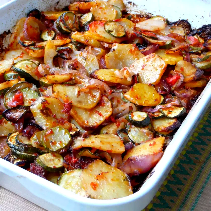 12 Plant-Based Casserole Dishes For Satisfying Dinners Briam (Greek Baked Zucchini and Potatoes)