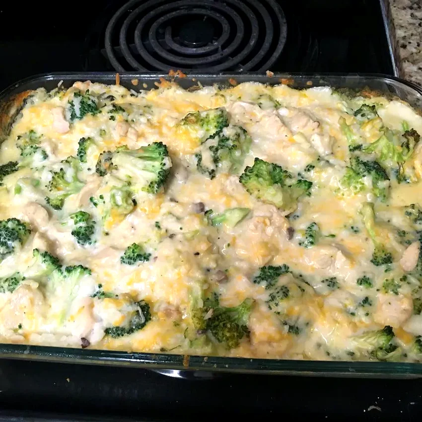 Broccoli, Rice, Cheese, and Chicken Casserole