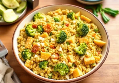 Broccoli and Cheddar Quinoa Casserole