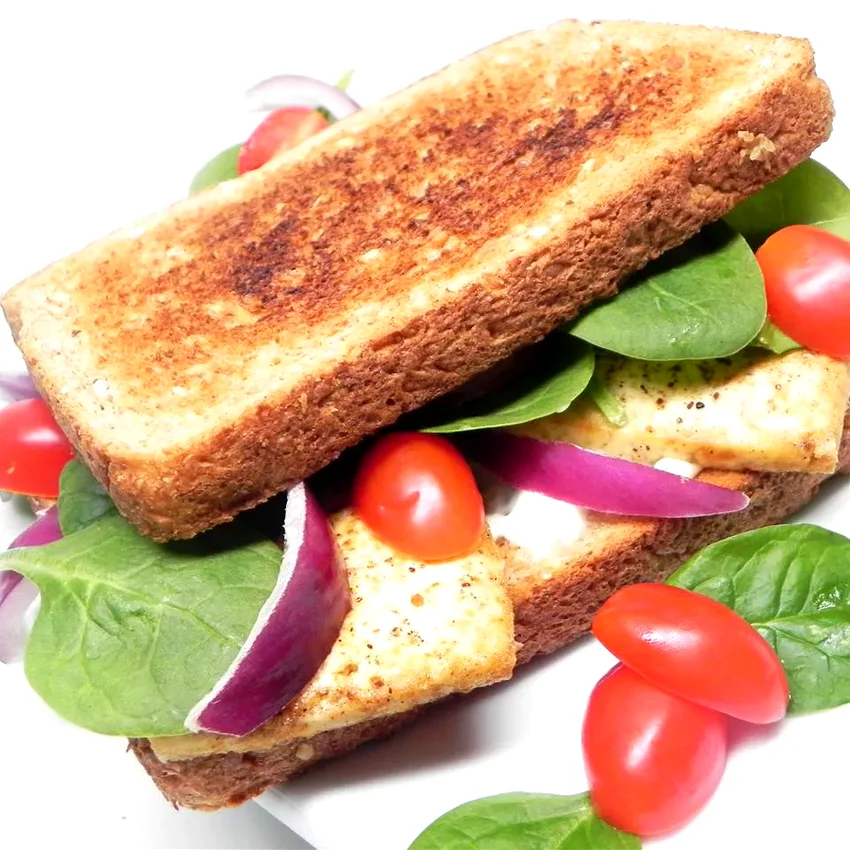 Broiled, Marinated Tofu Sandwich