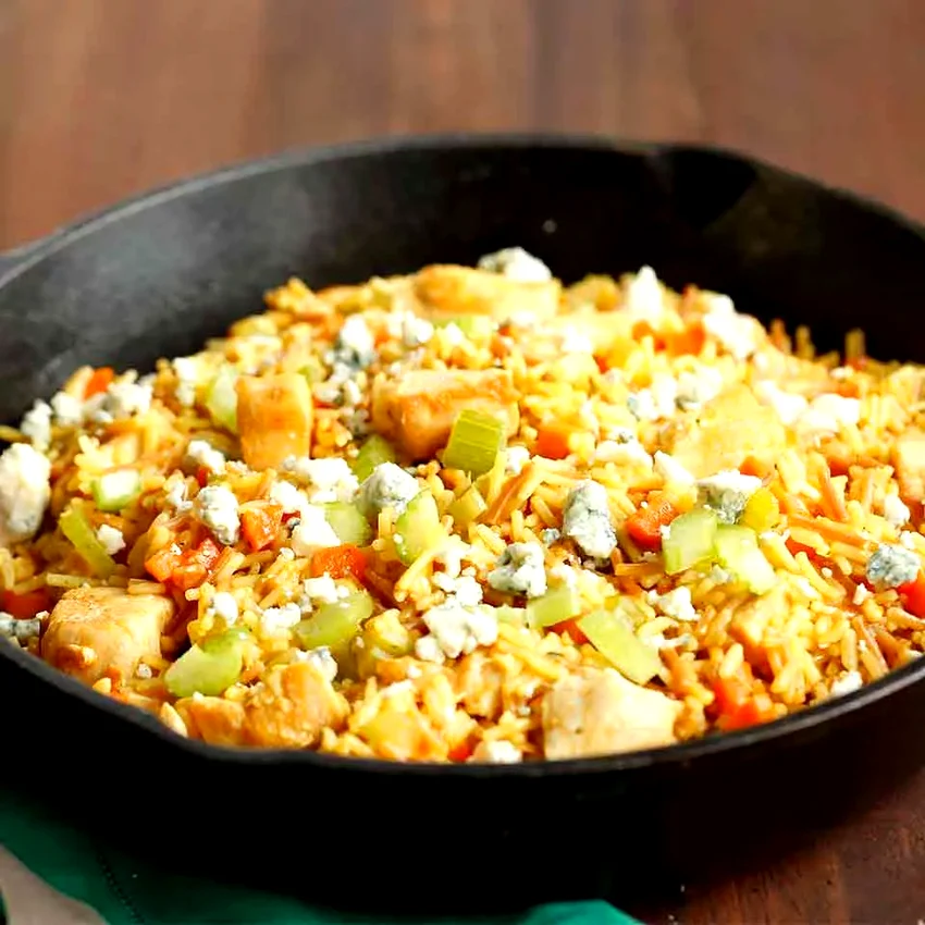 50 Amazing Ways to Use Buffalo Sauce in Your Cooking Buffalo Chicken & Rice Skillet