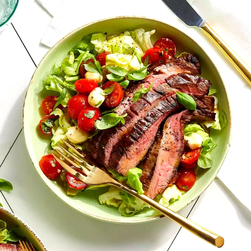 Caprese Salad with Grilled Flank Steak