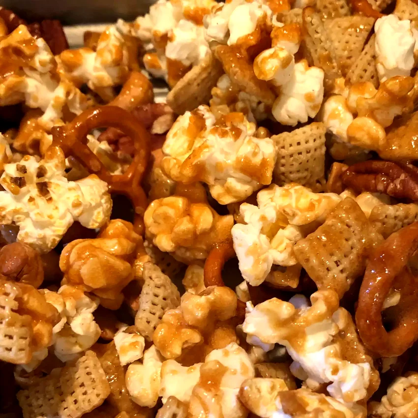15 Simple and Delicious Homemade Snack Mix Recipes Caramel Corn Snack Mix