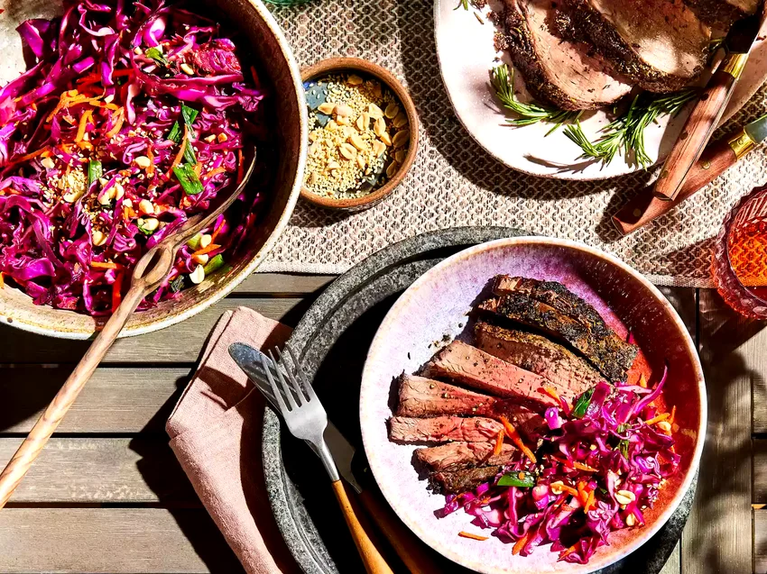 Charred Cabbage, Ginger, and Sesame Slaw