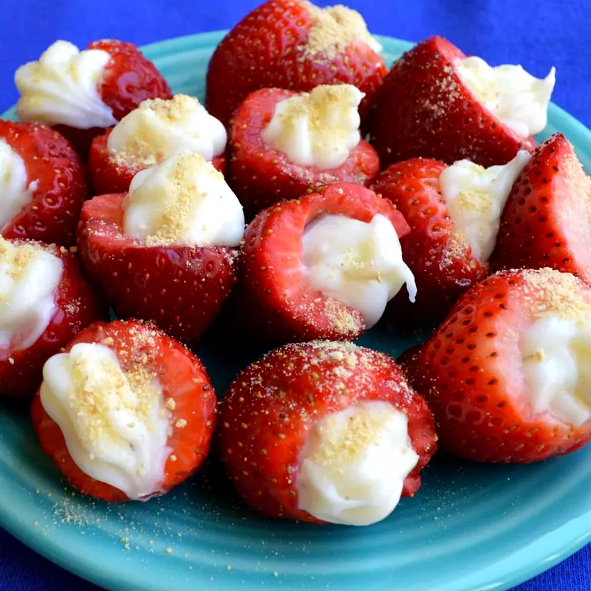 17 Strawberry Cheesecake Treats for Dessert Lovers Cheesecake-Stuffed Strawberries