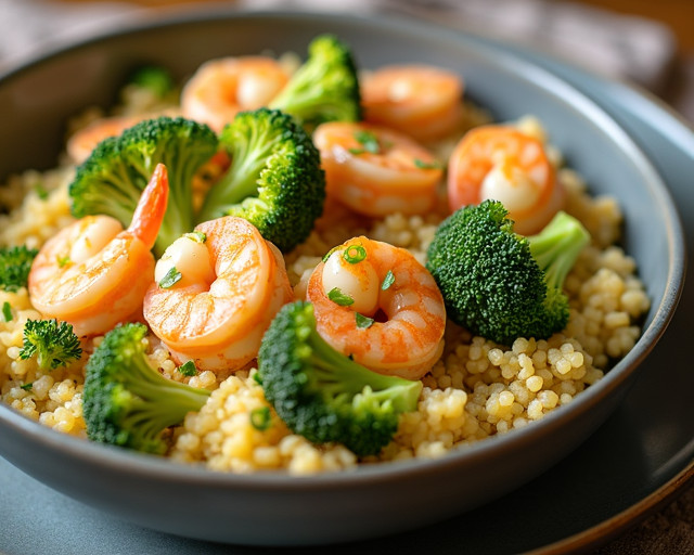 Cheesy Shrimp and Broccoli Quinoa Casserole