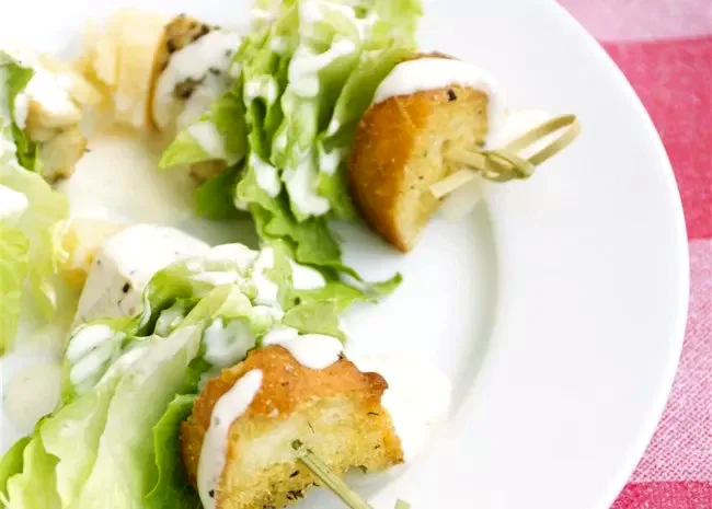 Chicken Caesar Salad on a Stick