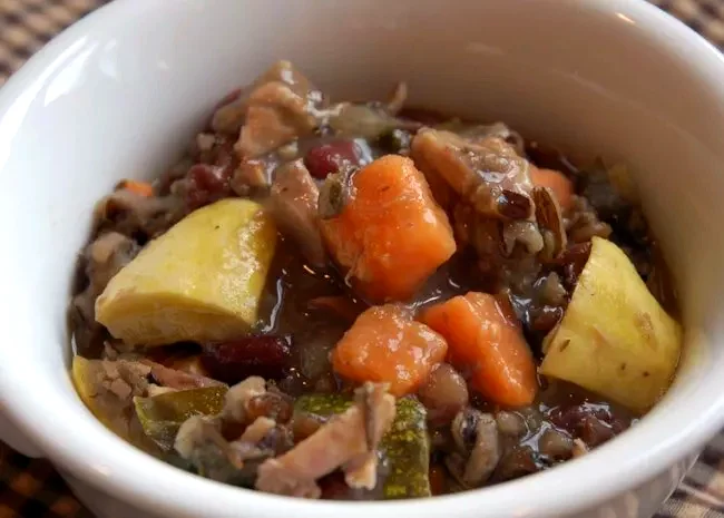 Chicken Soup with Adzuki Beans, Escarole, and Sweet Potato