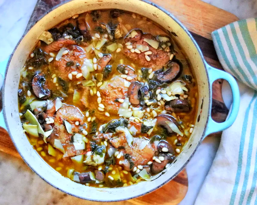 17 Delicious Chicken and Tomato Recipe Ideas Chicken Thighs with Plum Tomatoes, Spinach, Mushrooms, and Artichoke Hearts
