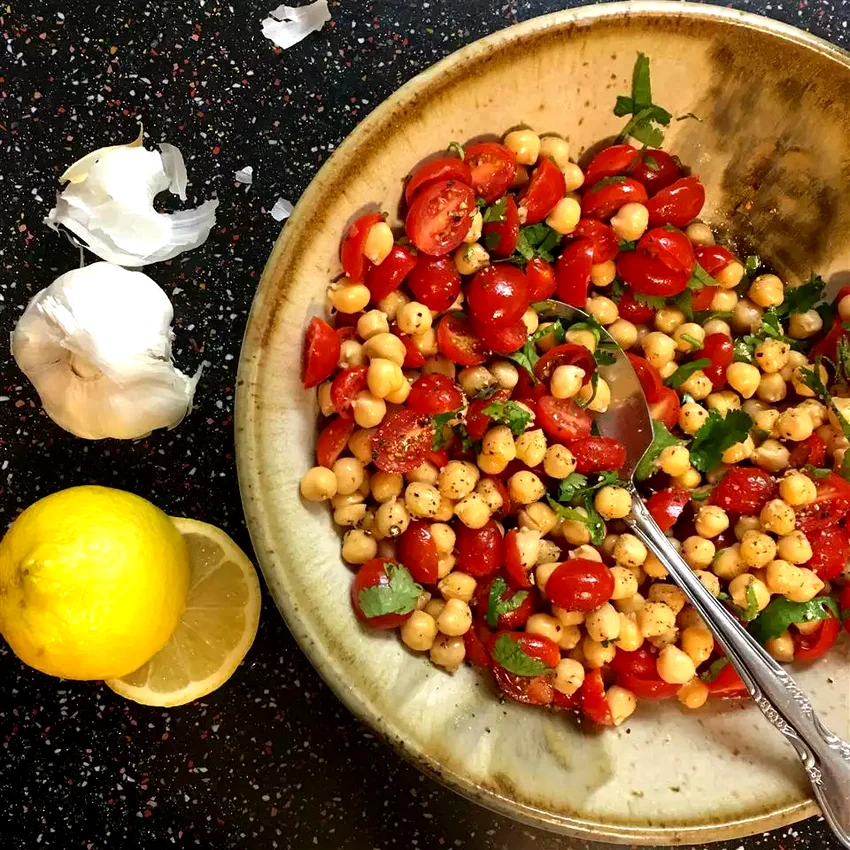 24 Fresh Salad Ideas That Skip Lettuce But Keep Flavor Chickpea Salad with Red Onion and Tomato