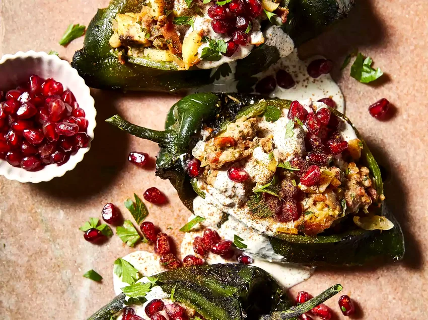 Chiles en Nogada (Mexican Stuffed Poblano Peppers in Walnut Sauce)