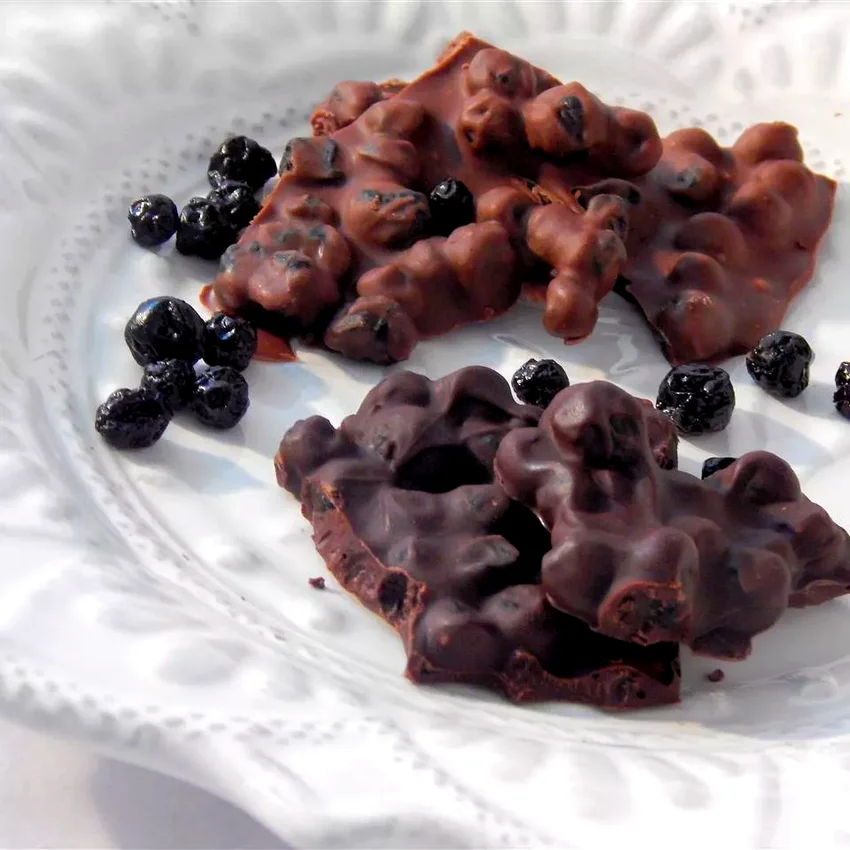 17 Simple Two-Ingredient Dessert Recipes That Wow Chocolate Blueberry Bark
