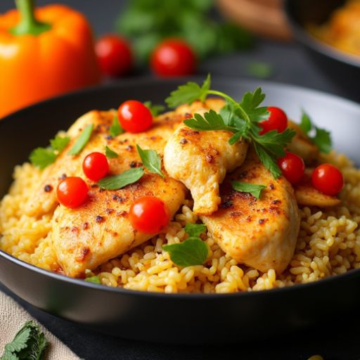 Classic Arroz con Pollo with Saffron and Bell Peppers