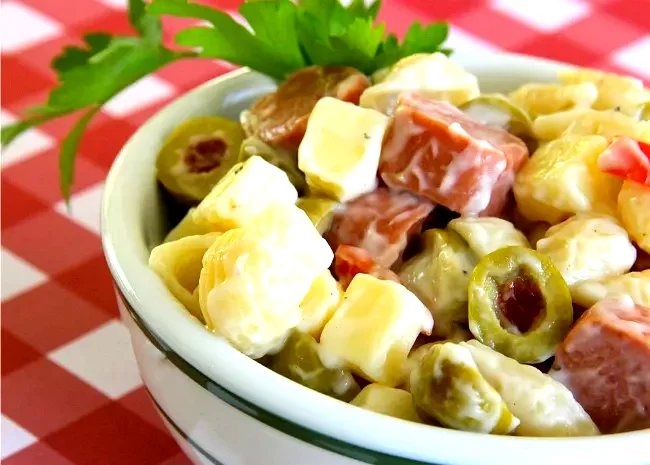 30 Chilled Side Dishes Perfect for Outdoor Gatherings Cold Macaroni Salad with Hot Dogs