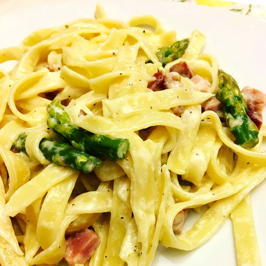 10 Amazing Asparagus Pasta Dishes You'll Cook Again & Again Creamy Ham and Asparagus Fettuccine