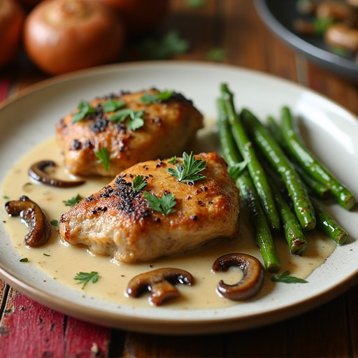 Creamy Mushroom Braised Chicken Thighs