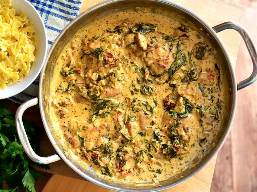 34 Mediterranean Dishes You Need to Try Right Now Creamy Tuscan Chicken Pasta