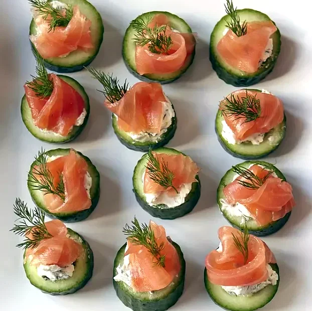 Cucumber Cups with Dill Cream and Smoked Salmon