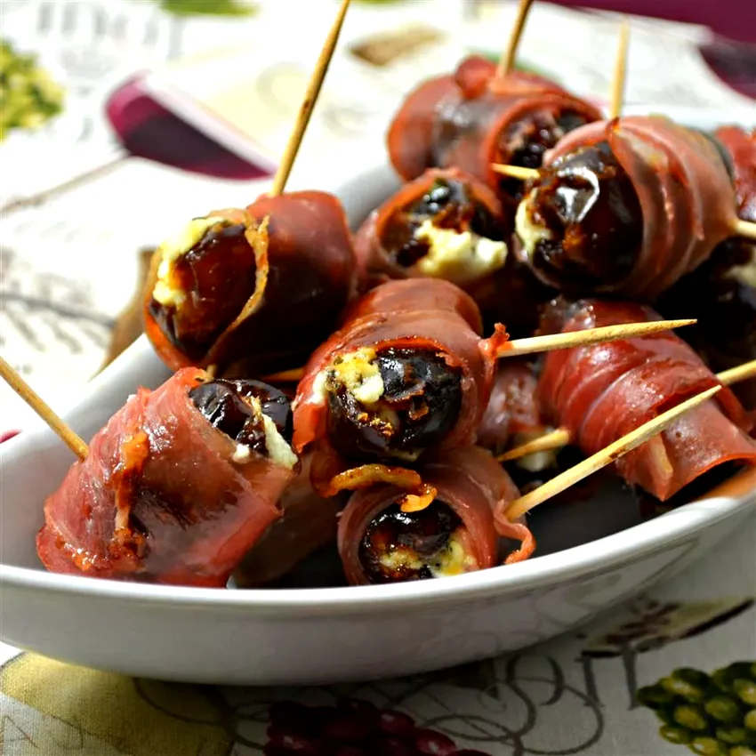 Date Goat Cheese Basil Bites