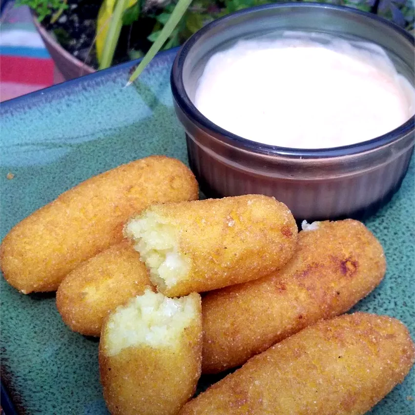 36 Island Cocktails and Tropical Food Favorites Deep Fried Corn Meal Sticks (Sorullitos de Maiz) with Dipping Sauce