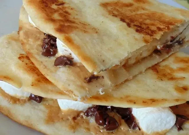 Dessert Quesadillas with Peanut Butter, Chocolate, and Marshmallow