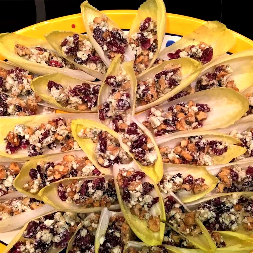 Easy Endive, Cranberry, Walnut Appetizers