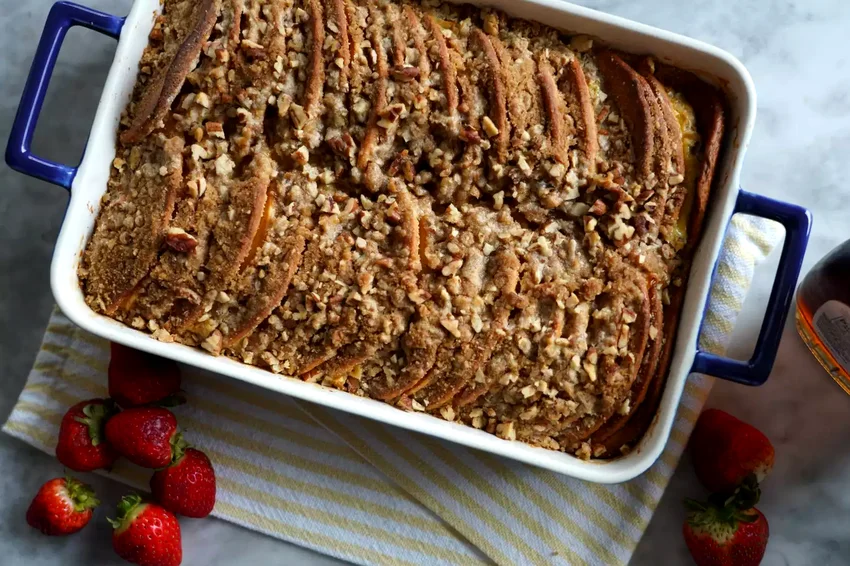 20 Large-Batch Morning Meals That Serve Big Groups Easy Overnight Pancake Casserole with Streusel Topping