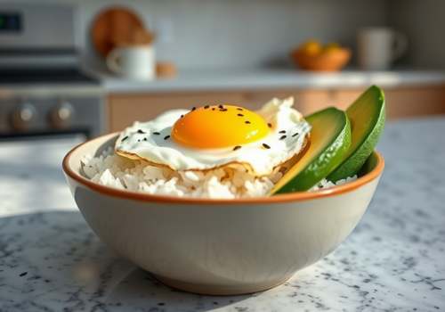 Egg and Avocado Rice Bowl