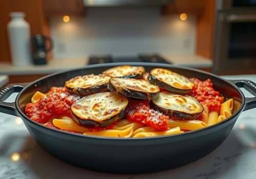 Eggplant Parmesan Pasta Bake