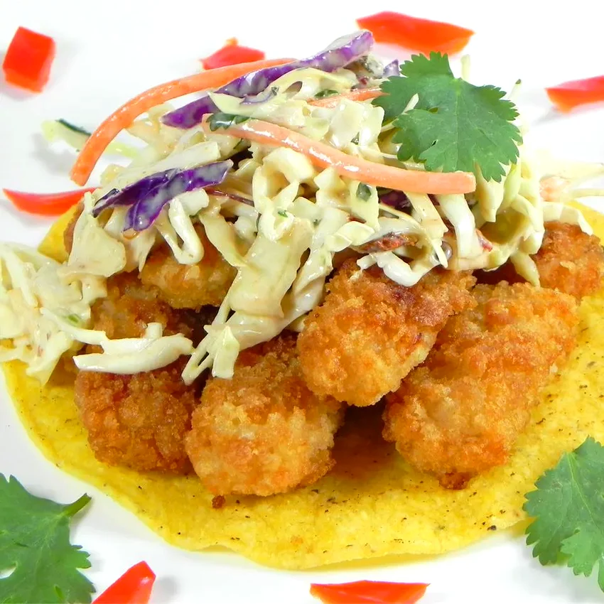 30+ Skillet-Fried Fish Recipe Collection Fish Tacos with Honey-Cumin Cilantro Slaw and Chipotle Mayo