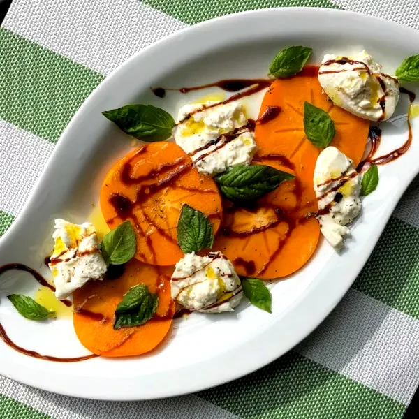 Fuyu Persimmon and Burrata Caprese Salad