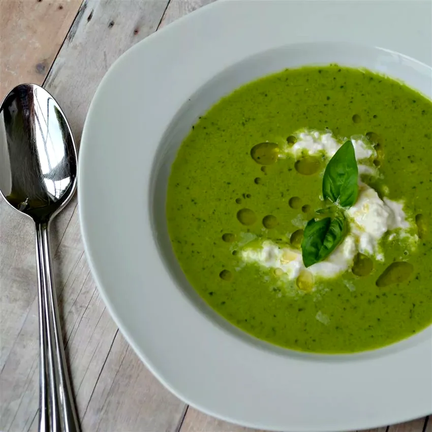 Gazpacho Verde with Burrata Cheese