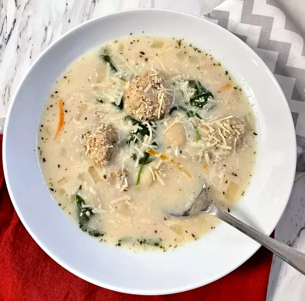 Gnocchi, Spinach, and Meatball Soup