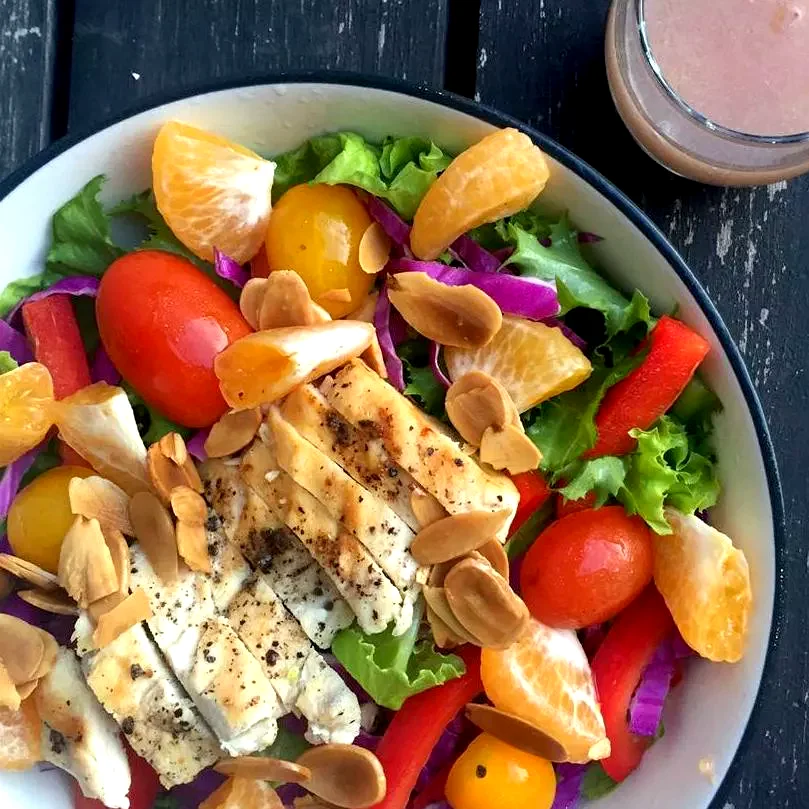 Grilled Chicken Salad with Seasonal Fruit