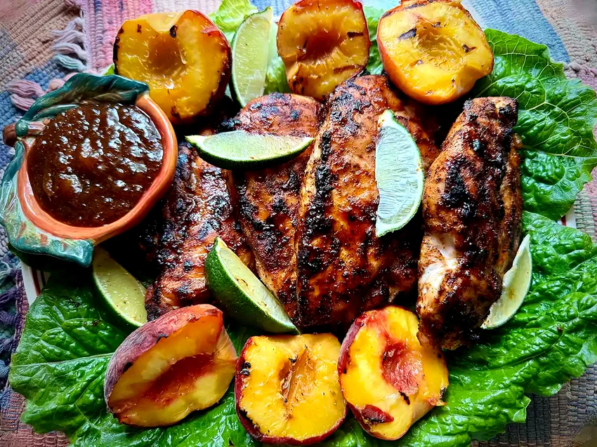 Grilled Chicken and Peaches