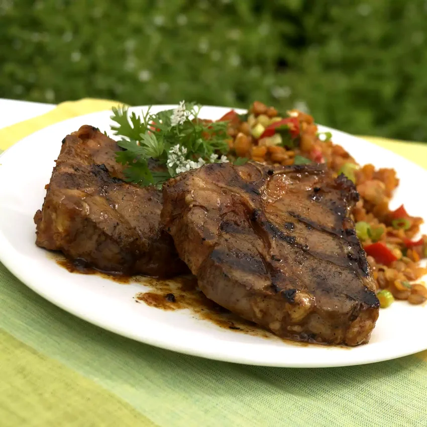 Grilled Lamb Shoulder Chops with Fresh Mint Jelly