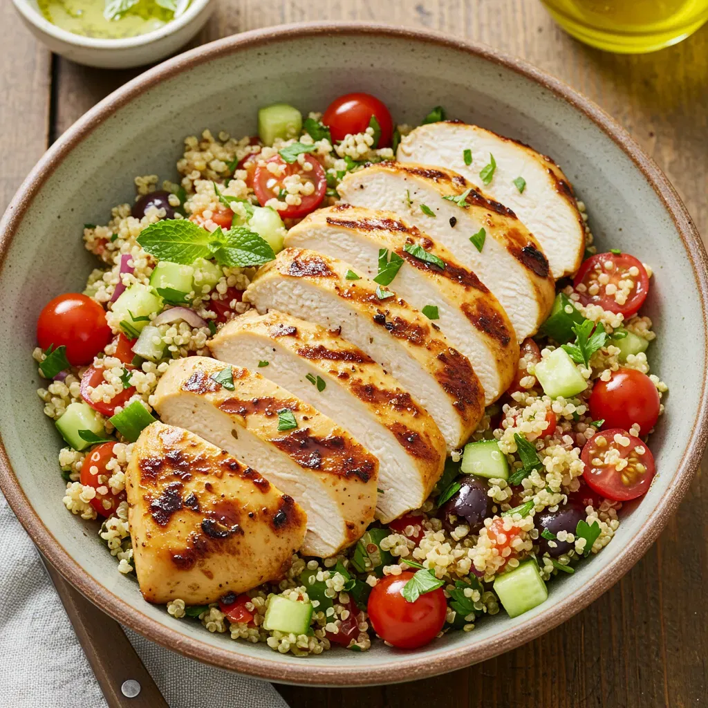 Grilled Lemon Chicken with Quinoa Spinach