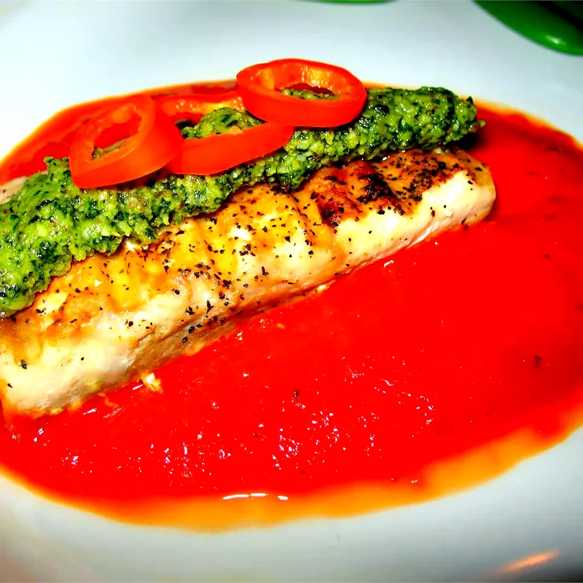 25+ Amazing Grilled Fish Recipes That Will Wow You Grilled Mahi Mahi with Roasted Pepper Sauce and Cilantro Pesto