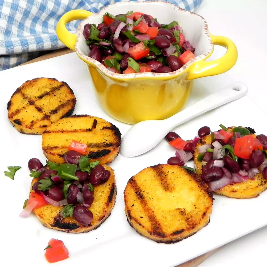 Grilled Polenta Bites with Black Bean Salsa