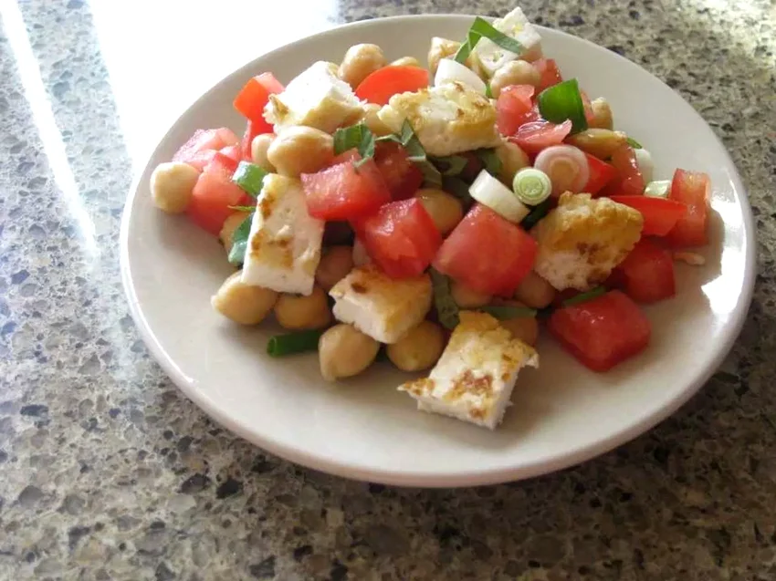 Halloumi, Chickpea, and Tomato Salad with Mint
