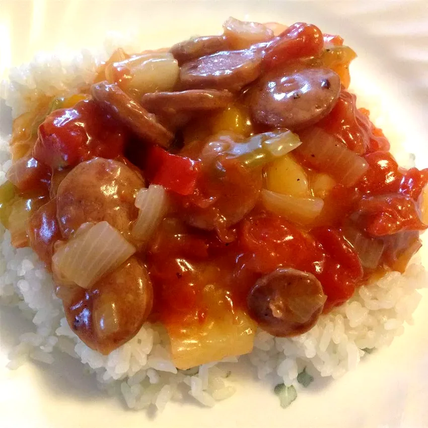 Hawaiian-Style Sausage and Rice
