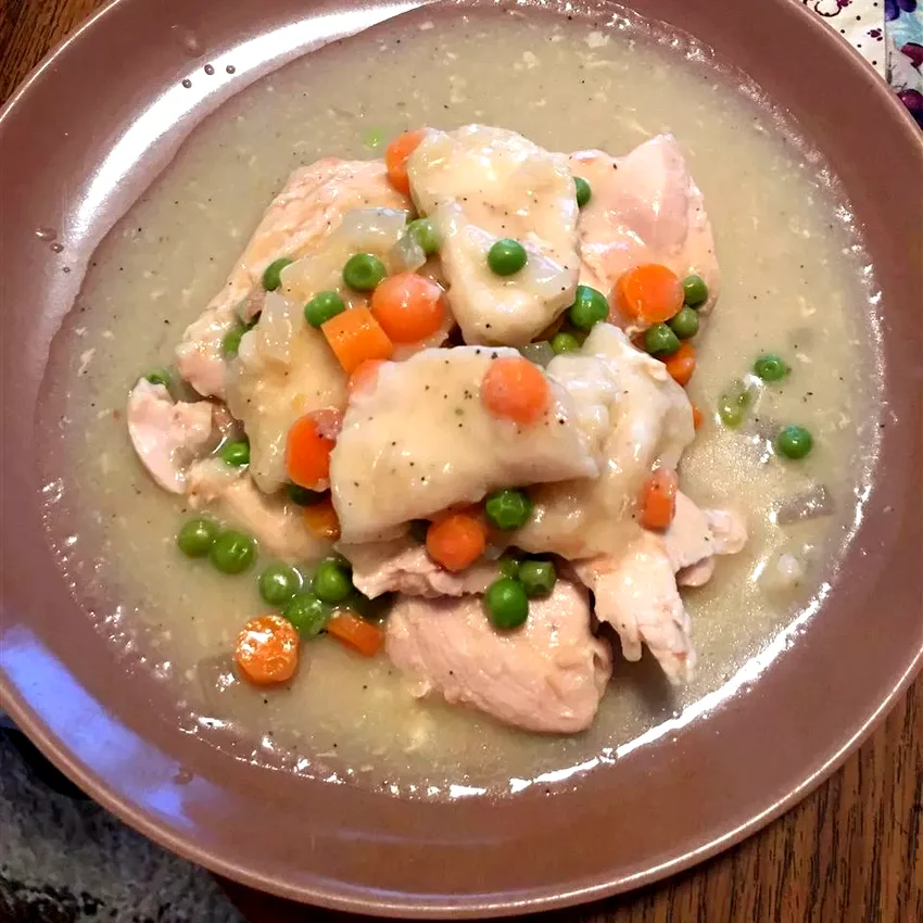 Healthier Slow Cooker Chicken and Dumplings