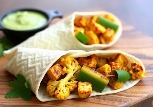 Indian Spiced Cauliflower Wrap