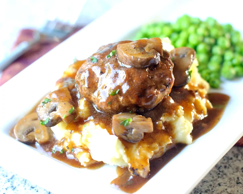 16 Pressure Cooker Ground Beef Meals for Busy Weeknights Instant Pot® Salisbury Steak with Onion and Mushroom Gravy