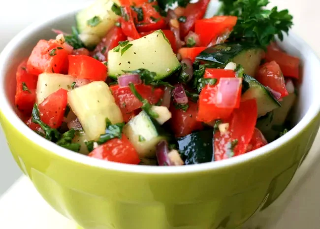 24 Fresh Salad Ideas That Skip Lettuce But Keep Flavor Israeli Tomato and Cucumber Salad
