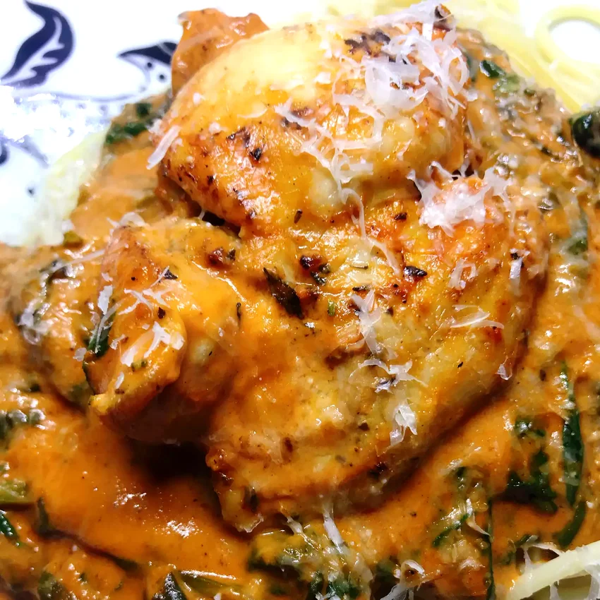 Italian Pan-Fried Chicken Thighs with Creamy Tomato Sauce